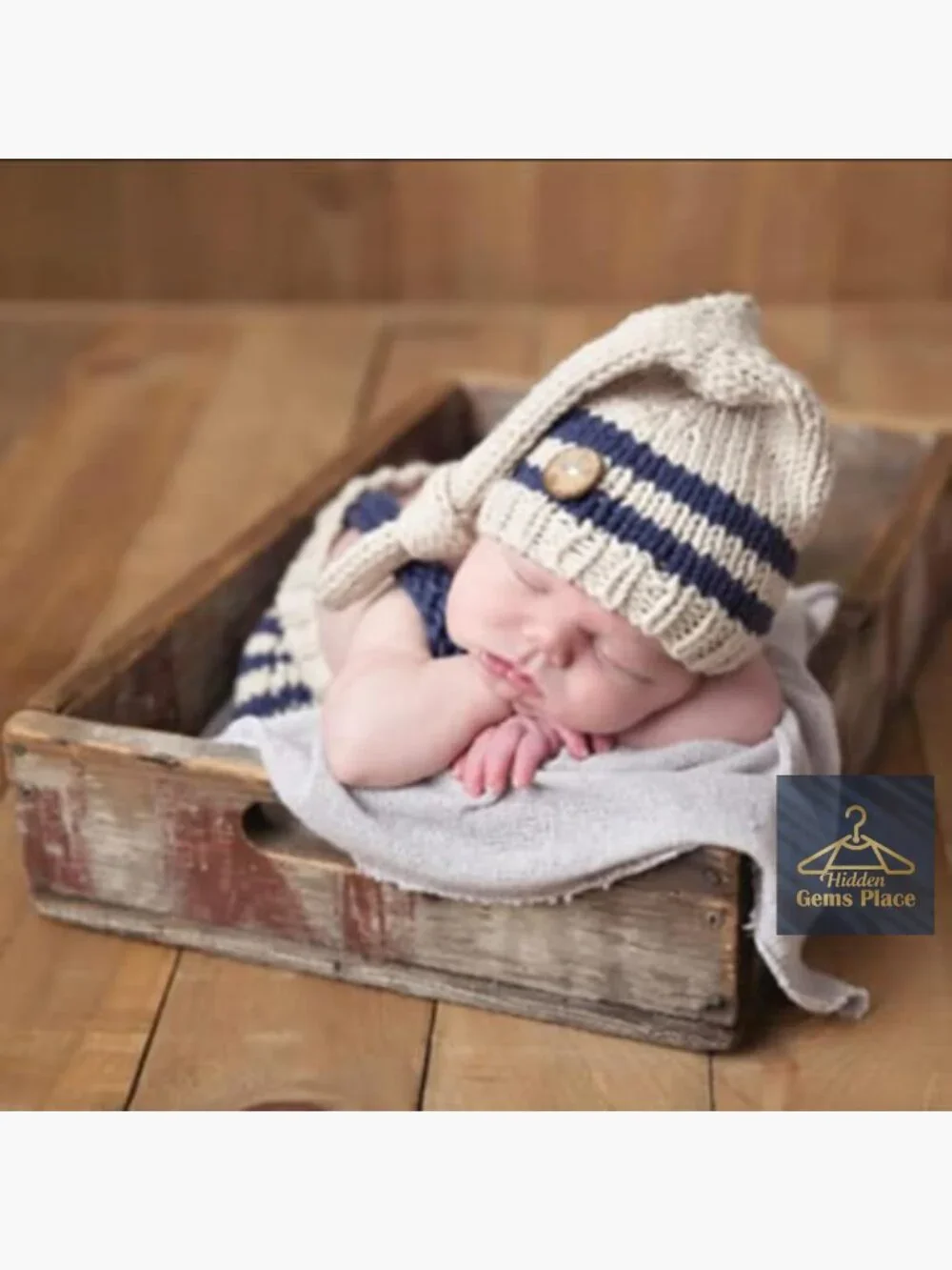 Newborn Baby Photography Props Hat & Pants Set Wool Unisex Costume